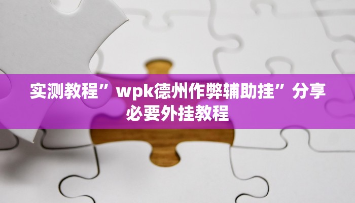 实测教程”wpk德州作弊辅助挂”分享必要外挂教程