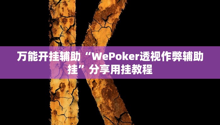 万能开挂辅助“WePoker透视作弊辅助挂”分享用挂教程