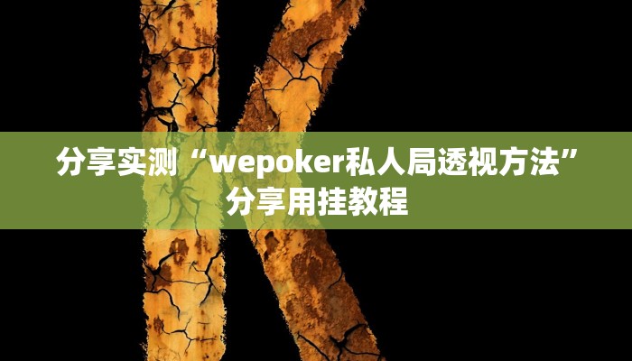 分享实测“wepoker私人局透视方法”分享用挂教程
