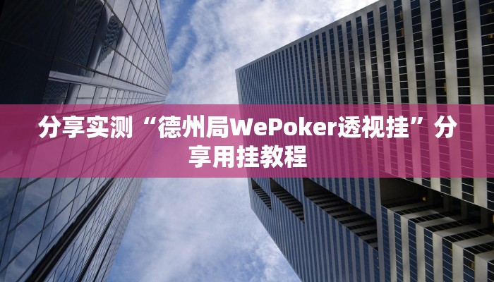 分享实测“德州局WePoker透视挂”分享用挂教程