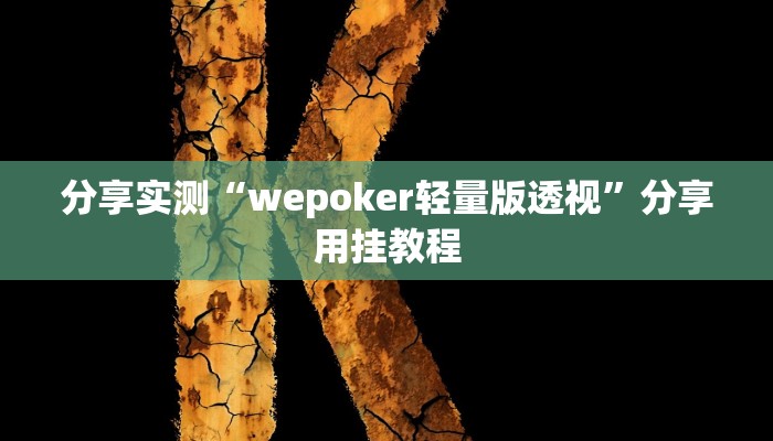分享实测“wepoker轻量版透视”分享用挂教程
